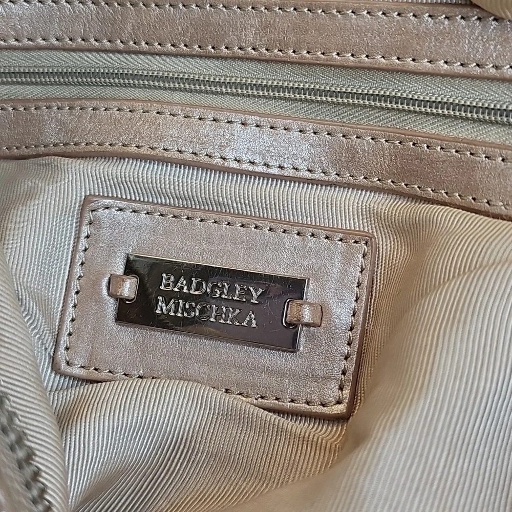 Badgley Mischka Champagne Leather Crossbody Bag - OS